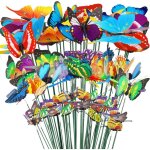 Bebusingoto 50 animaux jardin sculptures d�coration, 50 papillons jardin b�tons, color�s piquets b�tons ...