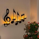 Bebusingoto applique murale noire avec note de musique, bougeoir � cl� gauche, d�coration murale, chandelier ...