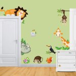 Bebusingoto autocollant mural amovible, animaux mignons, girafe, lion, singe coquin, enfants, enfants, ...