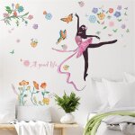 Bebusingoto autocollant mural avec silhouette de danse et fleurs de papillons pour enfants - autocollant ...