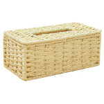 Bebusingoto beige bo�te de mouchoir en rotin, couvercle rectangulaire, tiss� � la main, support en osier, ...