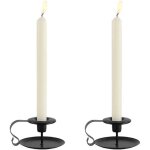 Bebusingoto bougeoirs r�tro en fer noir, 2 pi�ces, avec bougies � main courante