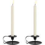 Bebusingoto bougeoirs r�tro en fer noir, 2 pi�ces, avec bougies � main courante