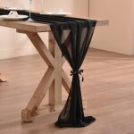 Bebusingoto chemin de table en mousseline de soie noir 27, 5 x 118 pouces chemin de mariage transparent ...