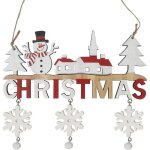 Bebusingoto d�corations de no�l en bois, plaque de no�l suspendue � la porte, ornements de bonhomme de ...