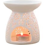 Bebusingoto diffuseur d'aromath�rapie, lampe � huile, bougie chauffe - plat, motif floral en c�ramique, ...