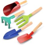 Bebusingoto ensemble de 5 outils de jardin pour enfants comprenant une pelle, un r�teau et une truelle, ...