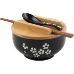 Bebusingoto ensemble de bols � ramen, bols � nouilles ramen japonais avec cuill�re � couvercle, grand ...