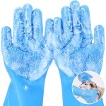 Bebusingoto gants de toilettage pour animaux de compagnie, gants de bain en silicone pour chien avec ...