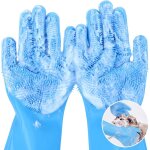 Bebusingoto gants de toilettage pour animaux de compagnie, gants de bain en silicone pour chien avec ...