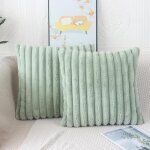 Bebusingoto housses de coussin vert sauge 45 x 45 cm housses de coussin en fausse fourrure moelleuse ...