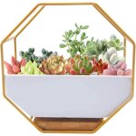 Bebusingoto jardini�re murale moderne en fil m�tallique, vase mural en verre transparent