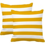 Bebusingoto jaune moutarde et rayures blanches lot de 2 45, 7 x 45, 7 cm coton polyester carr jeter ...