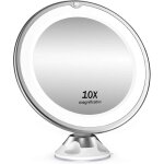 Bebusingoto miroir cosm�tique grossissant x 10, �clairage led, pivotant � 360�, miroir de rasage avec ...