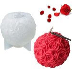 Bebusingoto moules bougie boule fleur rose, moule r�sine silicone fleurs rose 3d pour la fabrication ...