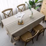 Bebusingoto nappe grise � pompons coupe - vent et anti - poussi�re en coton et lin 100 x 160 cm