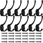 Bebusingoto paquet de 12 pat�res noires � fixation murale avec 24 vis, crochets doubles r�tro, crochets ...