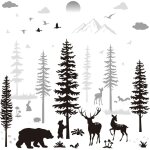 Bebusingoto p�pini�re stickers muraux cerfs de la for�t stickers muraux ours pin arbre stickers muraux ...