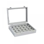 Bebusingoto plateau � bijoux transparent en velours avec couvercle transparent et 24 compartiments, pr�sentoir ...