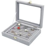 Bebusingoto pr�sentoir � bijoux en verre velours, bo�te de rangement pour bagues, boucles d'oreilles, ...