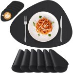 Bebusingoto sets de table lavables - lot de 12 sets de table ovales en cuir pu avec sous - verres, sets ...