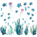 Bebusingoto un lot de stickers muraux algues 3d sous - marins stickers muraux tortues de mer autocollant ...
