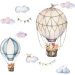 Bebusingoto sticker mural ballon � air chaud - sticker mural amovible pour chambre d'enfant d�coller ...