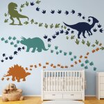 Bebusingoto un lot de sticker mural empreintes de pas des dinosaures autocollant mural dcoration murale ...