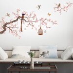 Bebusingoto stickers muraux de fleurs stickers muraux de style chinois pour salon stickers muraux de ...