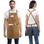 Bebusingoto tablier de travail hommes / femme, tablier d'outils de cuisine sangle crois�e ajustable toile ...