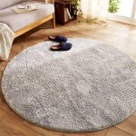 Bebusingoto tapis de bain rond antid�rapant � poils longs, tapis de salle de bain en microfibre, tapis ...