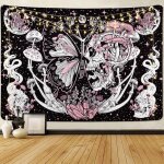 Bebusingoto tapisserie murale en forme de crâne, hippie, champignon, papillon de nuit, lune, étoiles, ... Bebusingoto tapisserie murale en forme de crâne, hippie, champignon, papillon de nuit, lune, étoiles, ...