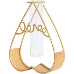 Bebusingoto vases pour plantes de bureau avec tube � essai, vase � fleurs en verre avec support en m�tal ...