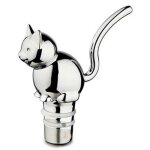 Bec verseur de vin en forme de chat en acier inoxydable, a�rateur pour vins rouges et blancs cors�s.