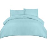 Bedding housse de couette 220x240 cm avec 2 taies d'oreiller 50x75 cm (bleu spa) - parure de lit 220 ...