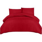 Bedding housse de couette 220x240 cm avec 2 taies d'oreiller 50x75 cm (rouge) - parure de lit 220 x 240 ...