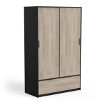 Armoire à portes coulissantes graco - chêne kronberg / noir Armoire à portes coulissantes graco - chêne kronberg / noir