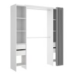 Dressing ouvert avec tiroirs et rideau vesto - blanc