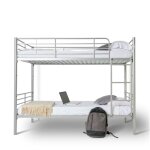 Befara - lit superposé métallique twins avec matelas - argent - 80 x 190 cm Befara - lit superposé métallique twins avec matelas - argent - 80 x 190 cm