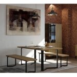 Befara - table de style industriel abby - chêne hamilton / noir mat Befara - table de style industriel abby - chêne hamilton / noir mat