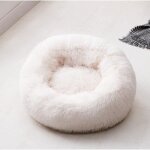 (beige)couchage panier pour chien chat corbeille rond hiver en peluche lit animal 50cm beige