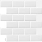 Beijiyi - 10 pcs blanc sticker carrelage adhesif mural 3d cuisine salle de bain (30. 5x 30. 5cm)