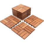 Beijiyi - lot de 11 dalles en bois d'acacia - 1 m� - 30 x 30 cm - pour balcon, jardin, terrasse, balcon ...