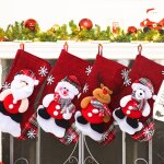 4 pices chaussettes de nol, chaussette noel a suspendre, dcoration de bas de nol, chaussettes de ...