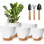 Beijiyi - 5 pcs pots de fleurs en plastique, 17. 8 / 16. 5 / 15. 2 / 13. 9 / 12. 7cm pots  fleurs / ...