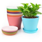 8 pices 10 cm pots plastique plantes petite, cache pot interieur exterieur, pot de fleur avec plateaux, ...