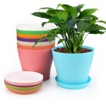 8 pices 14 cm pots plastique plantes, cache pot interieur exterieur, pot de fleur avec plateaux, convient ...