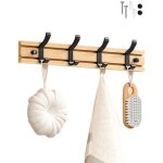 Beijiyi - porte manteau bambou mural, patres 4 crochets pour suspendre vtements, peignoirs, serviettes, ...