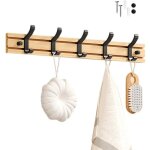 Beijiyi - porte manteau bambou mural, patres 5 crochets pour suspendre vtements, peignoirs, serviettes, ...