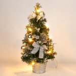Beijiyi - sapin de nol artificiel lumineux avec neige blanche, 40 cm petit sapin de nol de table led ...